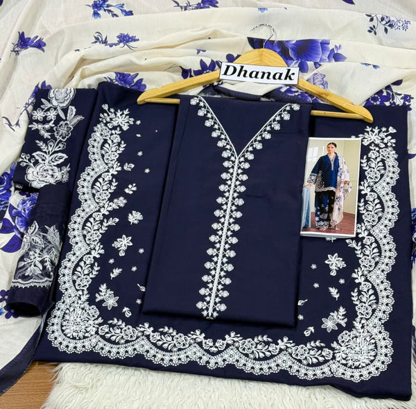 Luxury Dhanak Emb 3Pc D-06
