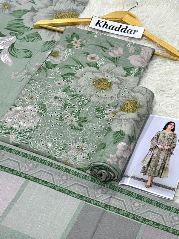 KHADDAR 3PCS FULL EMBROIDERED