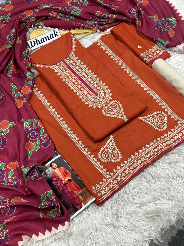 DHANAK 3pc Heavy Embroidered